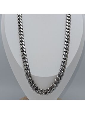 Stainless Steel Cuban Link Necklace 23''